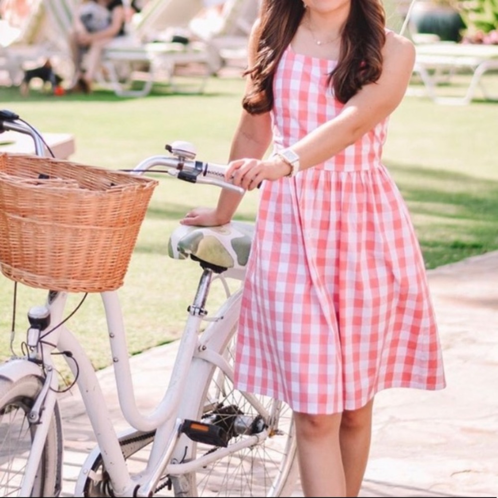 J. Crew Pink and White Gingham Mini Dress